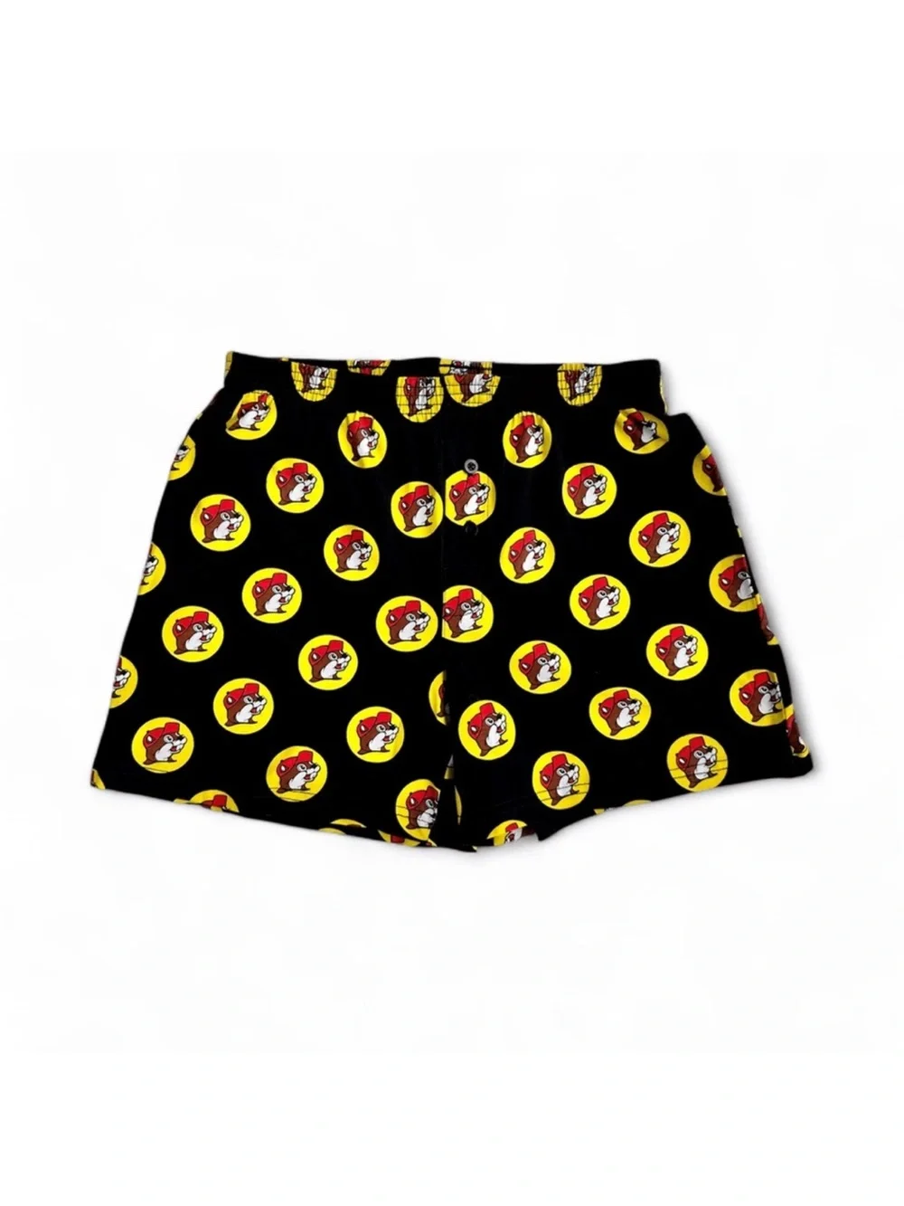 Buc-ee’s Adult Boxer Shorts Black Logo Print Unisex Sleepwear Size Small